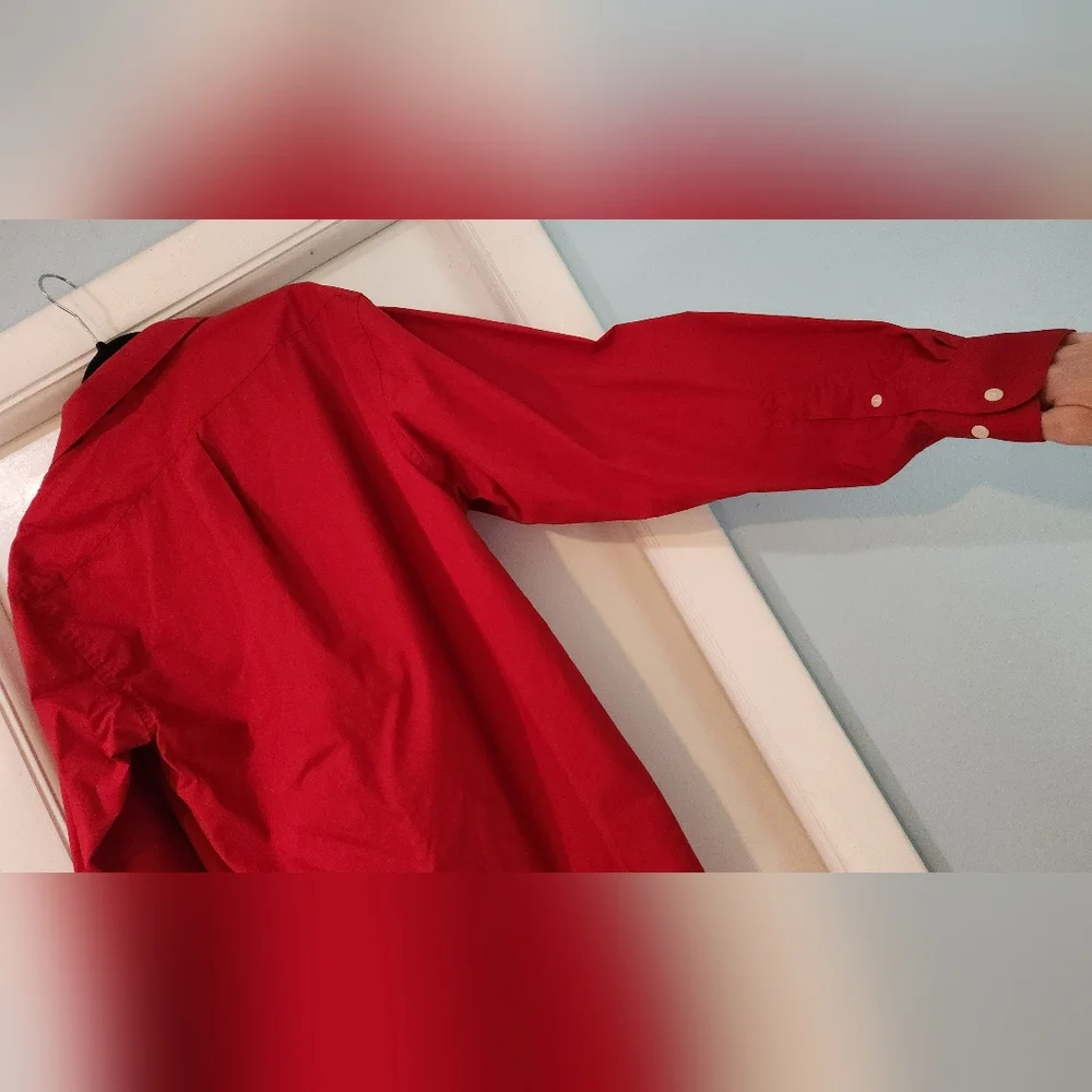 Men's Bill Robinson Red Button Down Long Sleeve Shirt, Size M - Picture 15 of 16